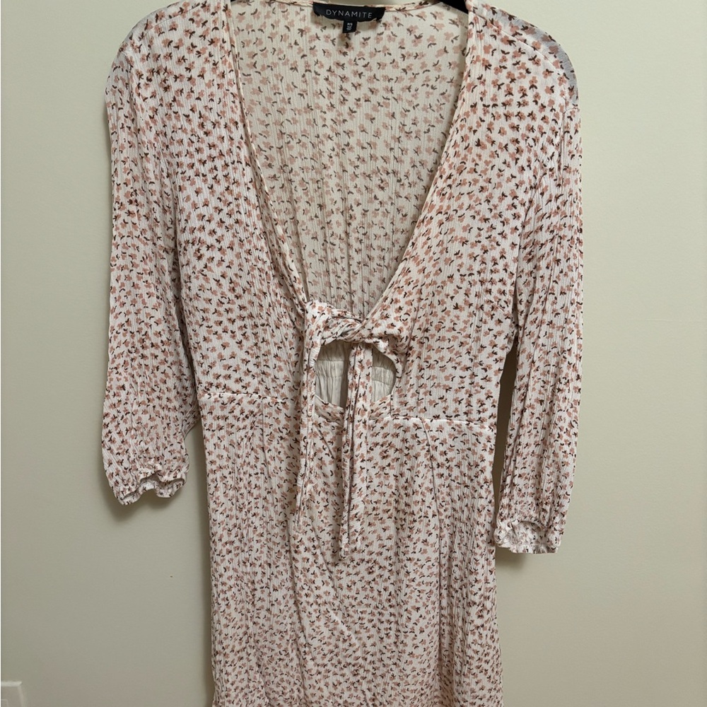 Dynamite Dress - Cream and Pink Floral